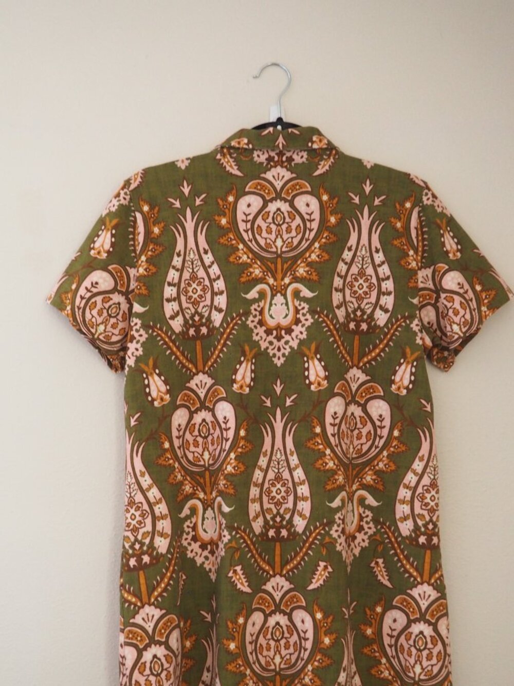 Spartina 449 Devin Polo Mercer House Damask Olive Short Sleeve Dress sz L - Picture 8 of 9